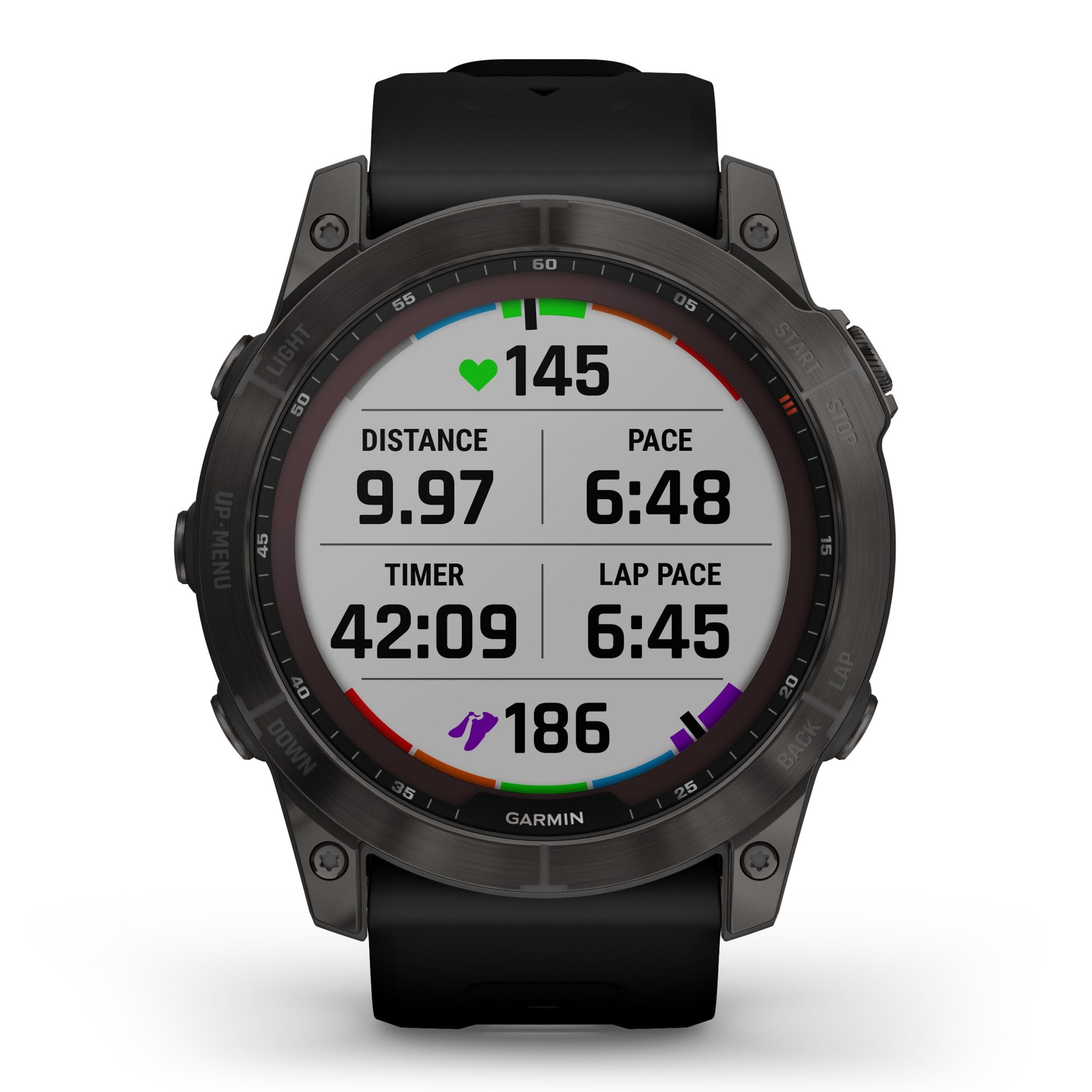 Smartwatch Garmin Fenix 7X Sapphire Solar Titanium, Green Silicone Strap, 51mm, Multisport, GPS, Wi-Fi, 10ATM