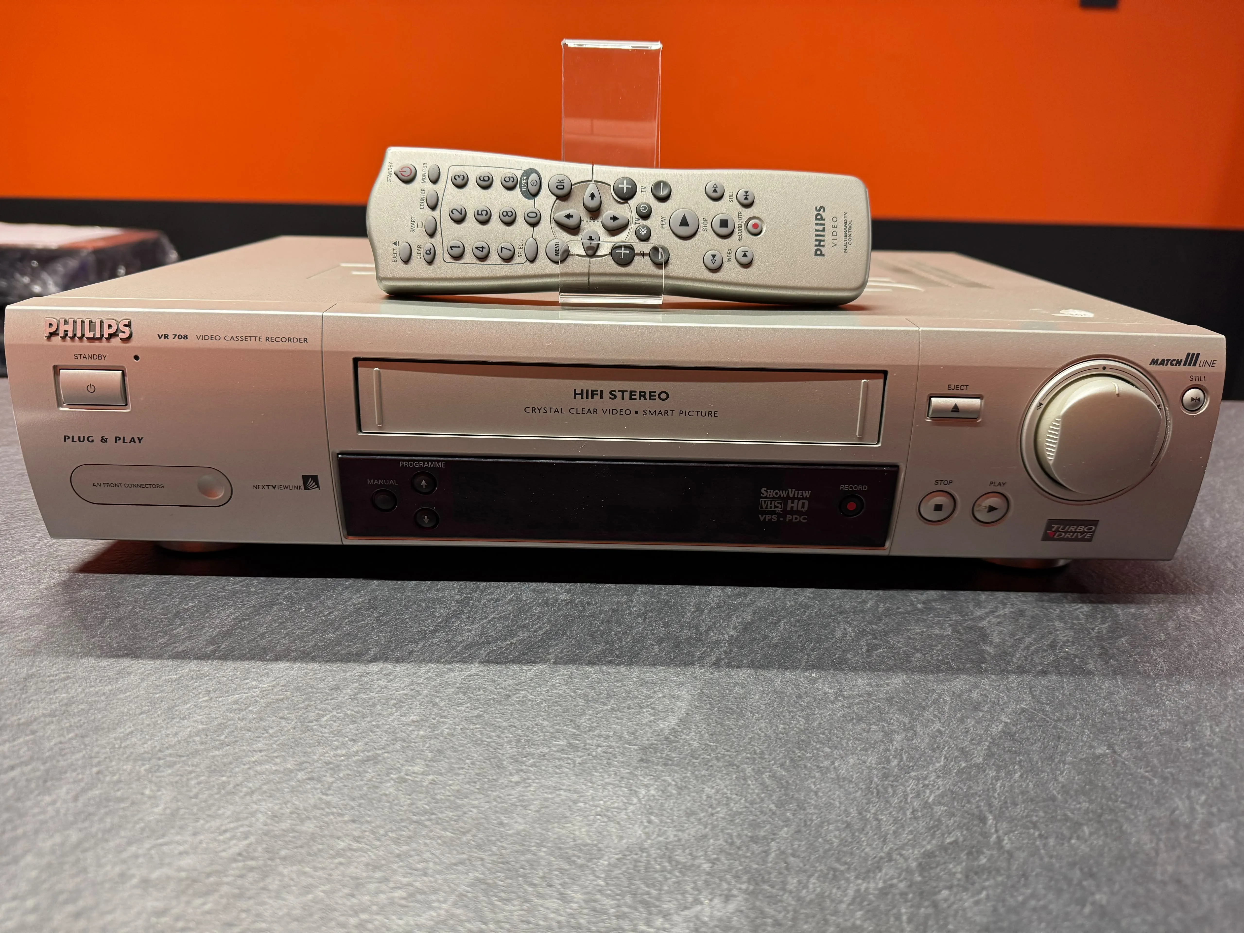 Videorecorder VHS Philips VR708/02 Matchline III, Hi-Fi Stereo, Turbo Drive, ShowView, VPS/PDC, 2x SCART, Telecomanda