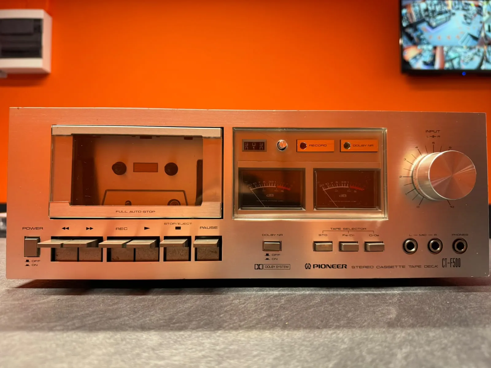 Stereo Cassette DECK Pioneer CT-F500 , 2 Capete, Dolby B NR, Full Auto-Stop, Intrari Mic L/R, Argintiu - imagine 3