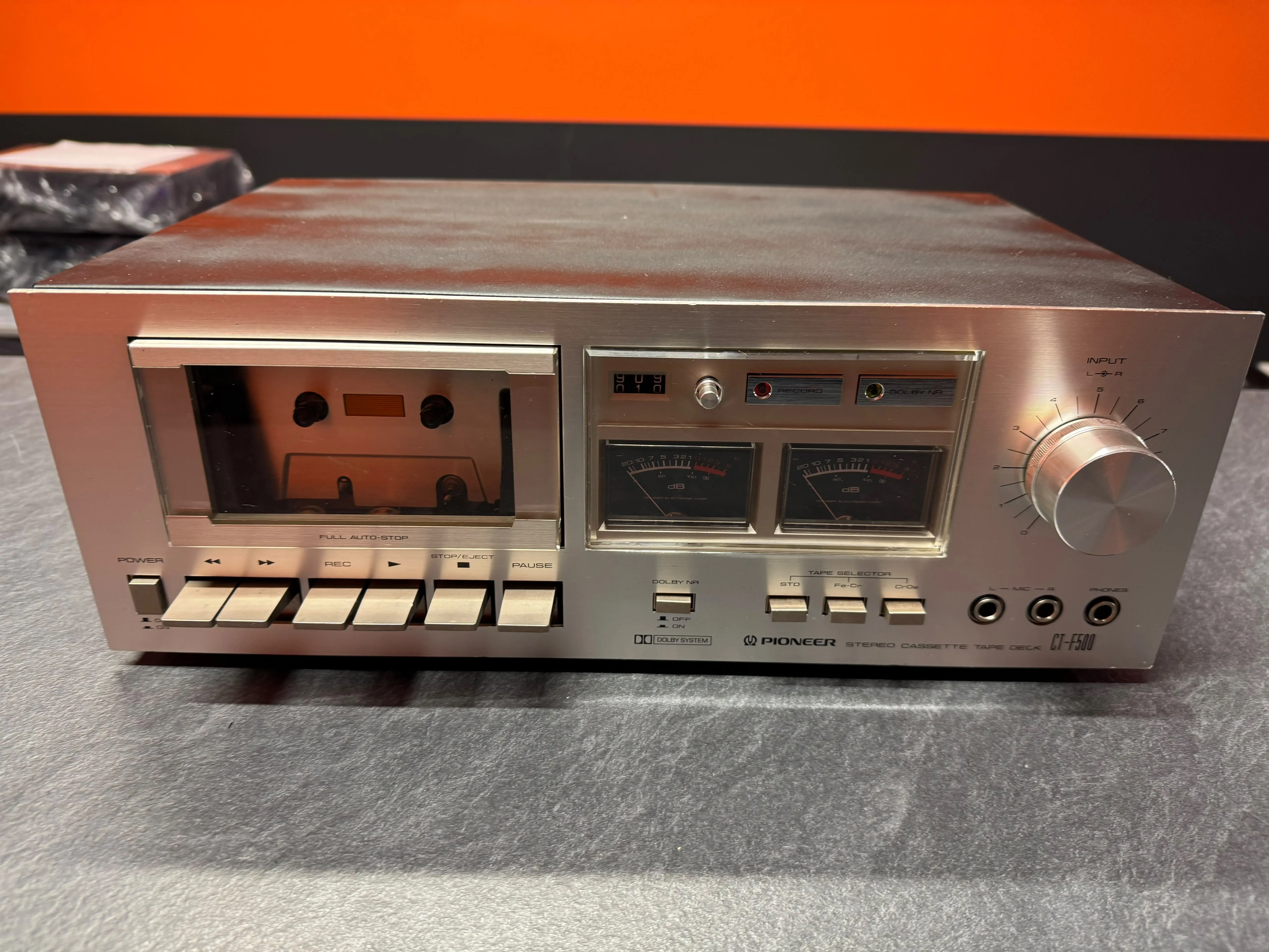 Stereo Cassette DECK Pioneer CT-F500 , 2 Capete, Dolby B NR, Full Auto-Stop, Intrari Mic L/R, Argintiu - imagine 2