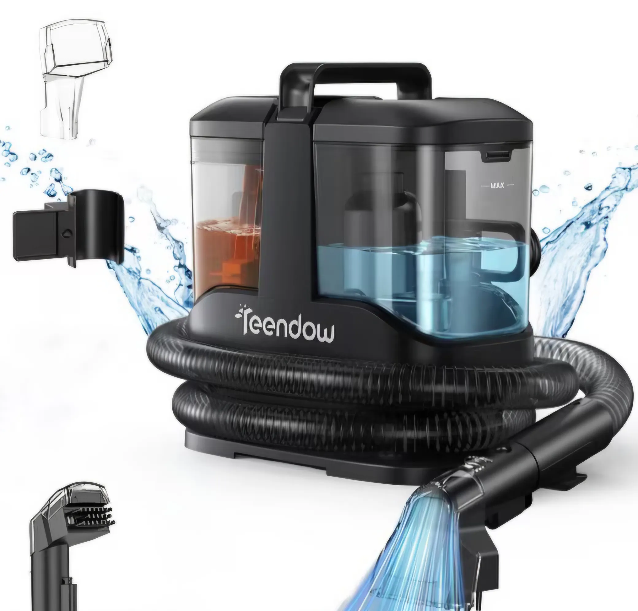 Aspirator cu spalare Teendow C3, Pulverizare Extractie si Aspirare, 450W, Suctiune 12kPa , Rezervoare 1000ml/500ml, Cablu 5m, Canapele Covoare si Auto, Negru