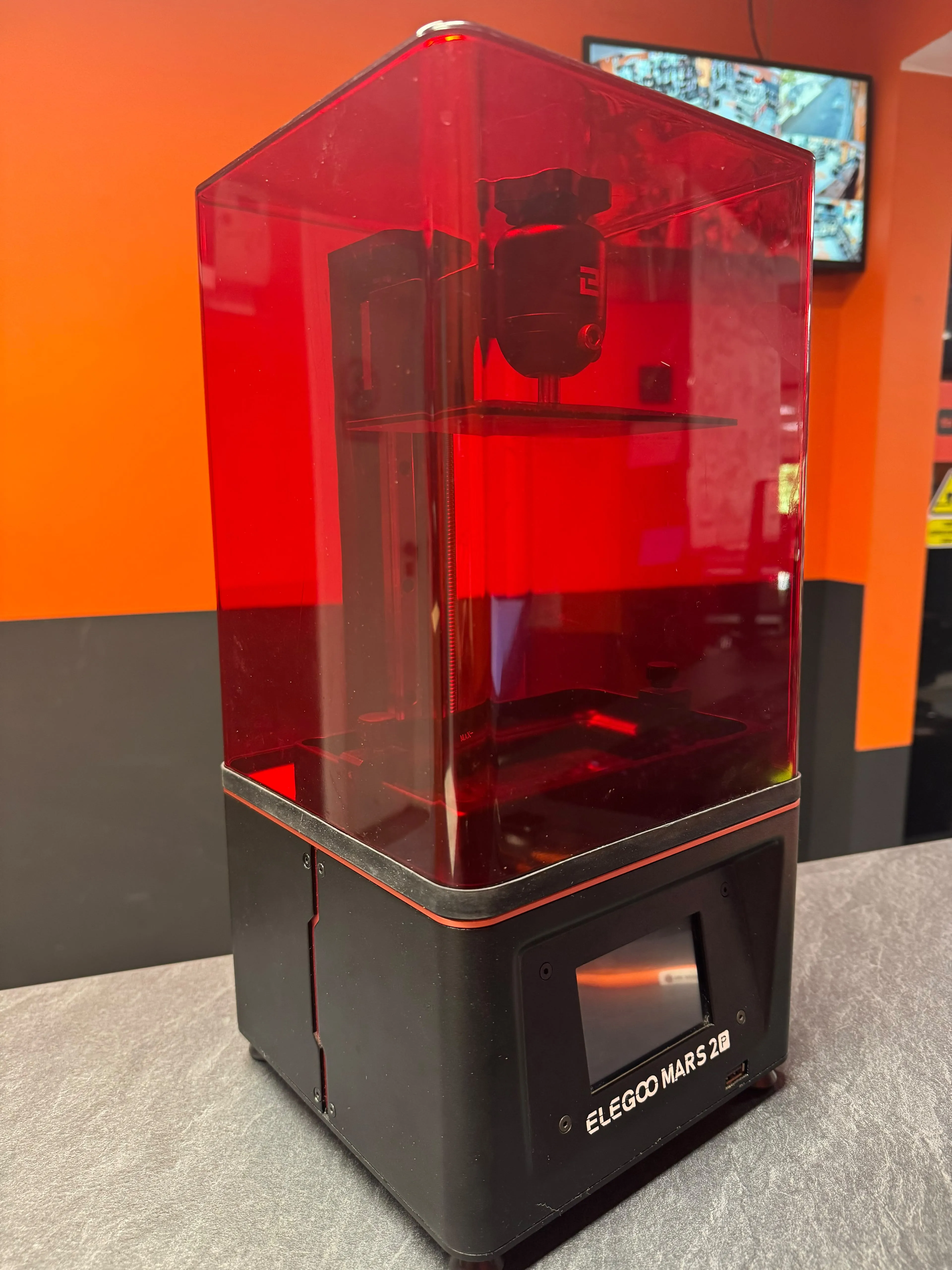 Imprimanta 3D cu rasina ELEGOO Mars 2 Pro, LCD Monocrom 2K 6.08”, 2560x1620, Volum Printare 129x80x160 mm, USB, Negru/Rosu - imagine 4