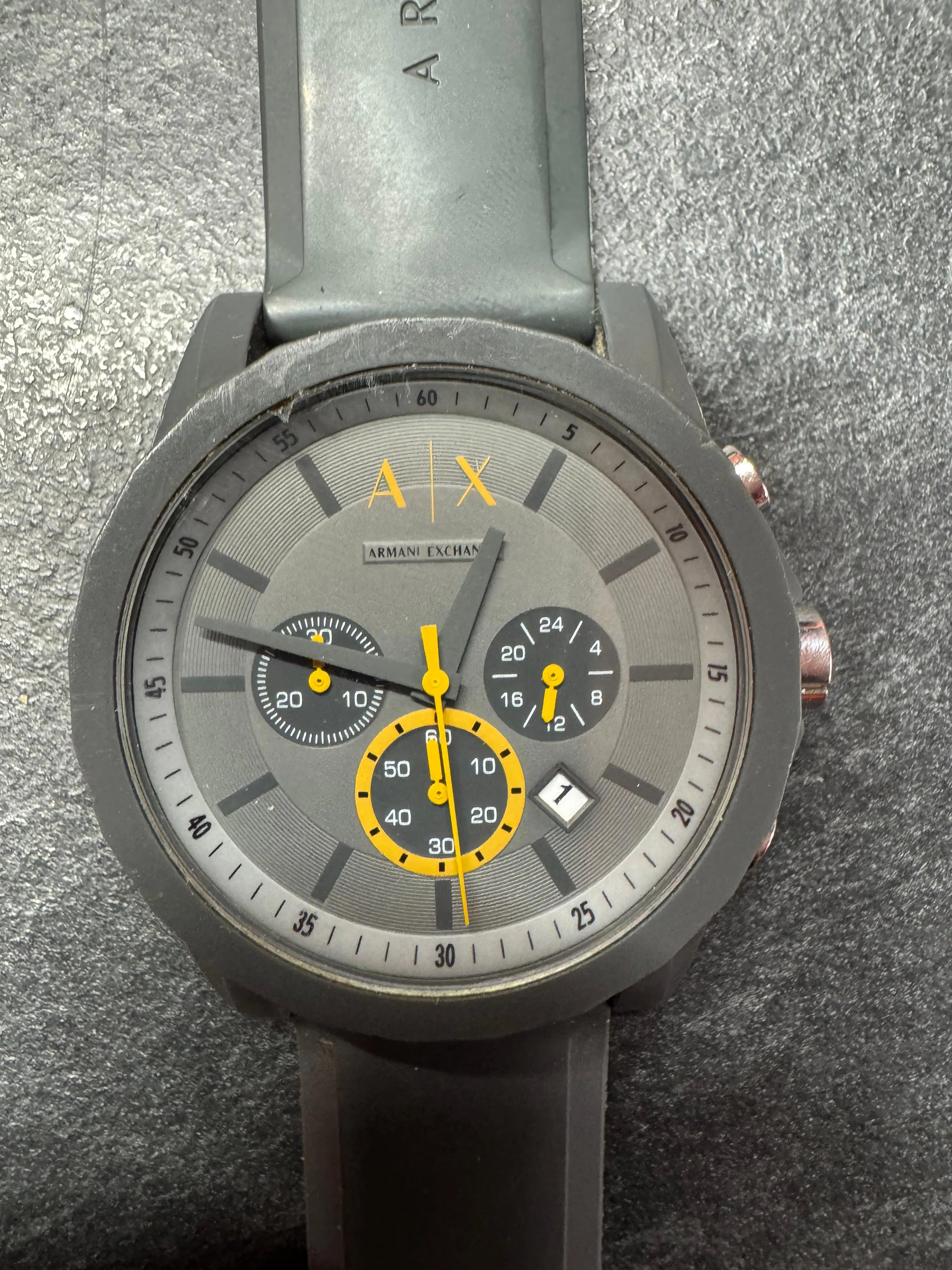 Ceas barbatesc Armani Exchange AX7123 Outerbanks Chronograph, 44 mm, Quart, 3 ATM, Curea silicon - imagine 2