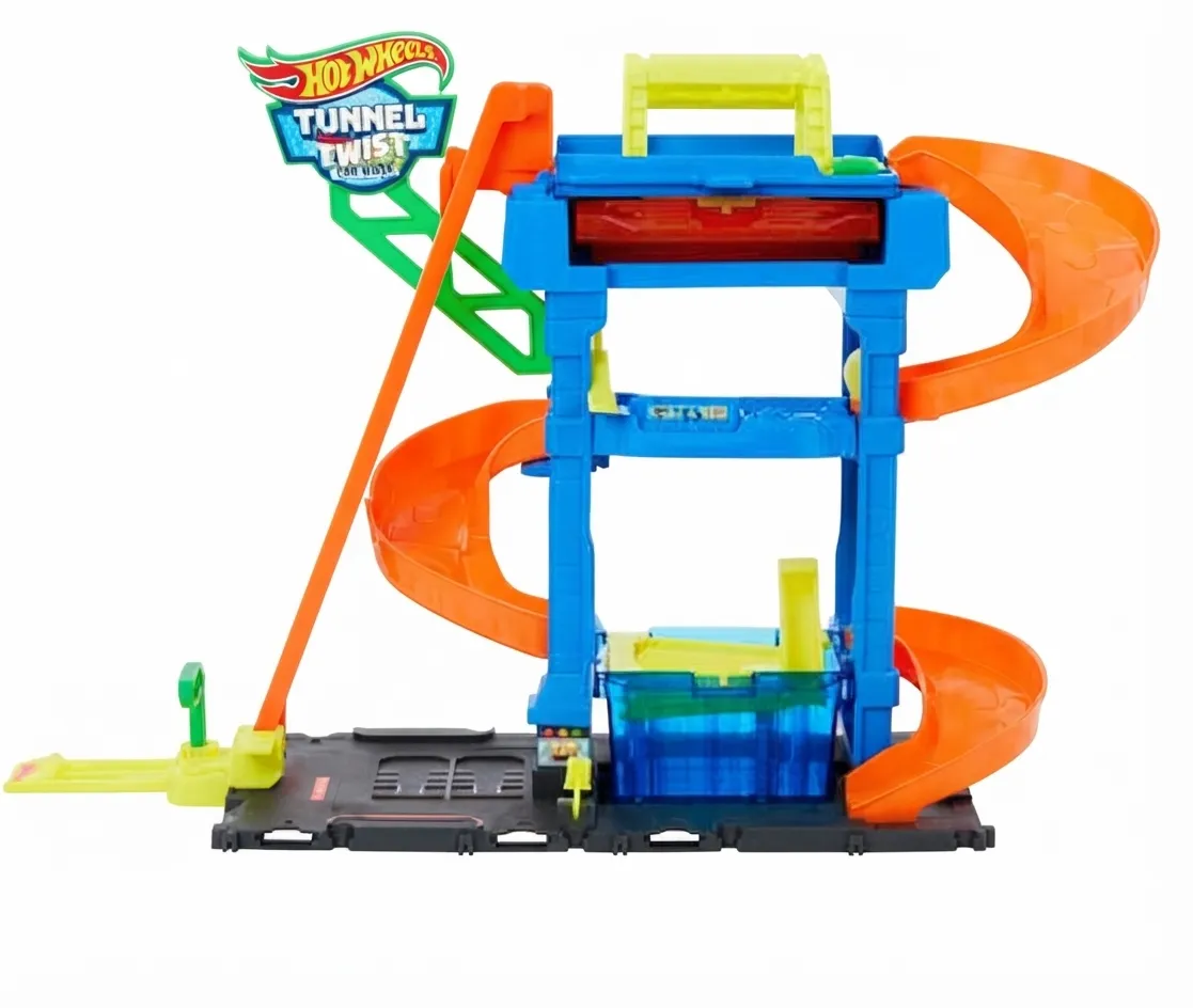 Hot Wheels Color Shifters Tunnel Twist Car Wash Pista 1:64 pentru 3+ Ani