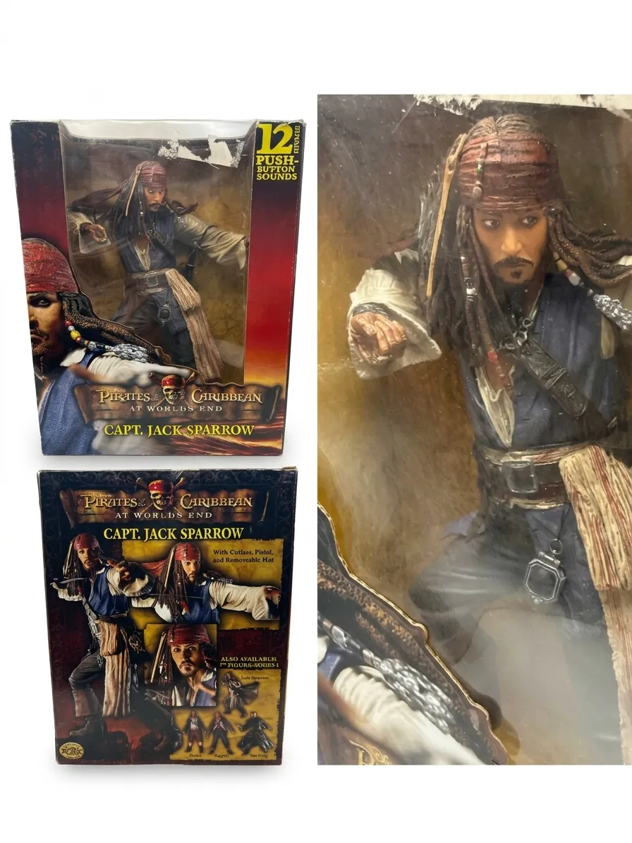 Figurina Colectie cu Sunet NECA / Reel Toys Pirates of the Caribbean Captain Jack Sparrow, At World's End, 30 cm