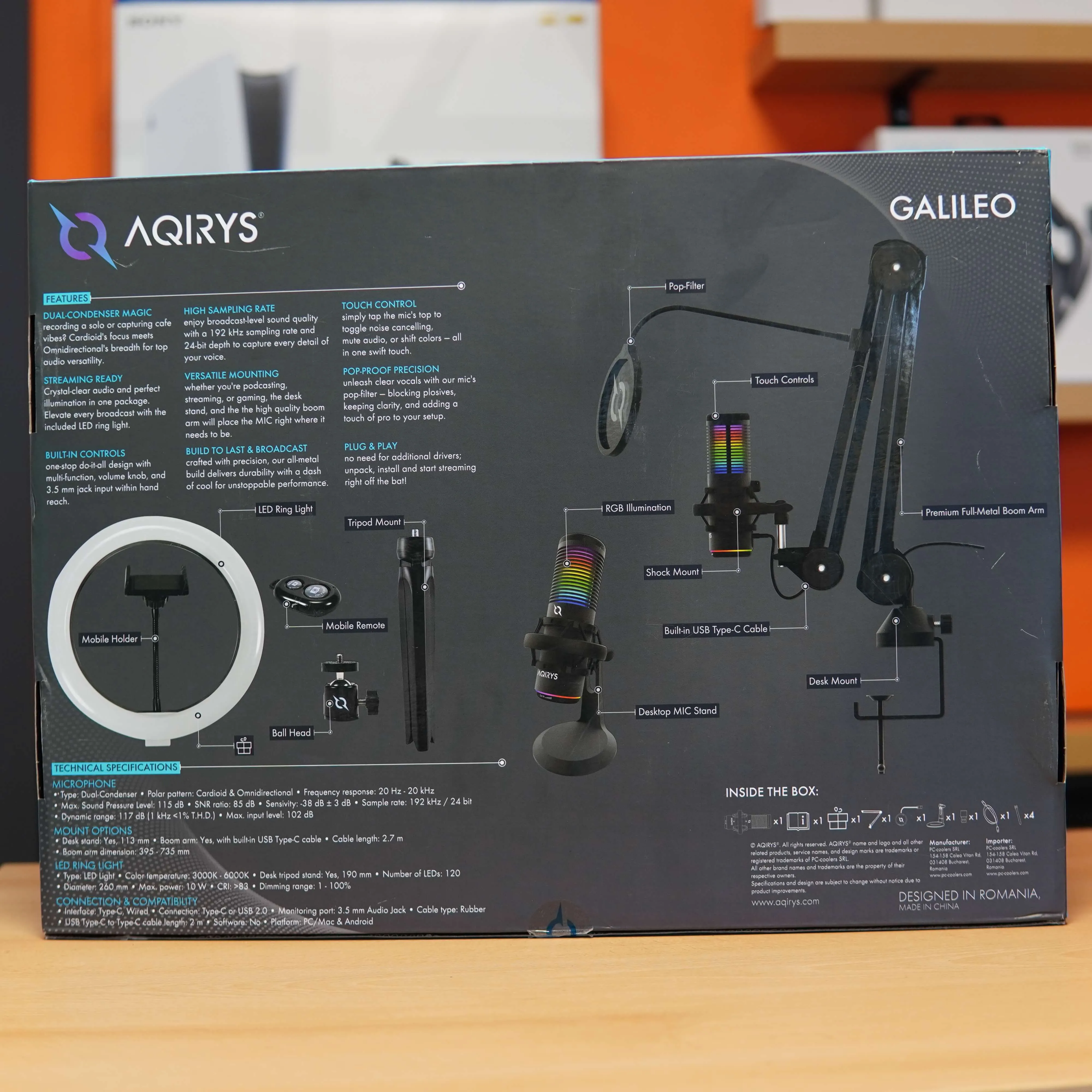 Microfon Streaming AQIRYS Galileo, RGB, Negru - imagine 12