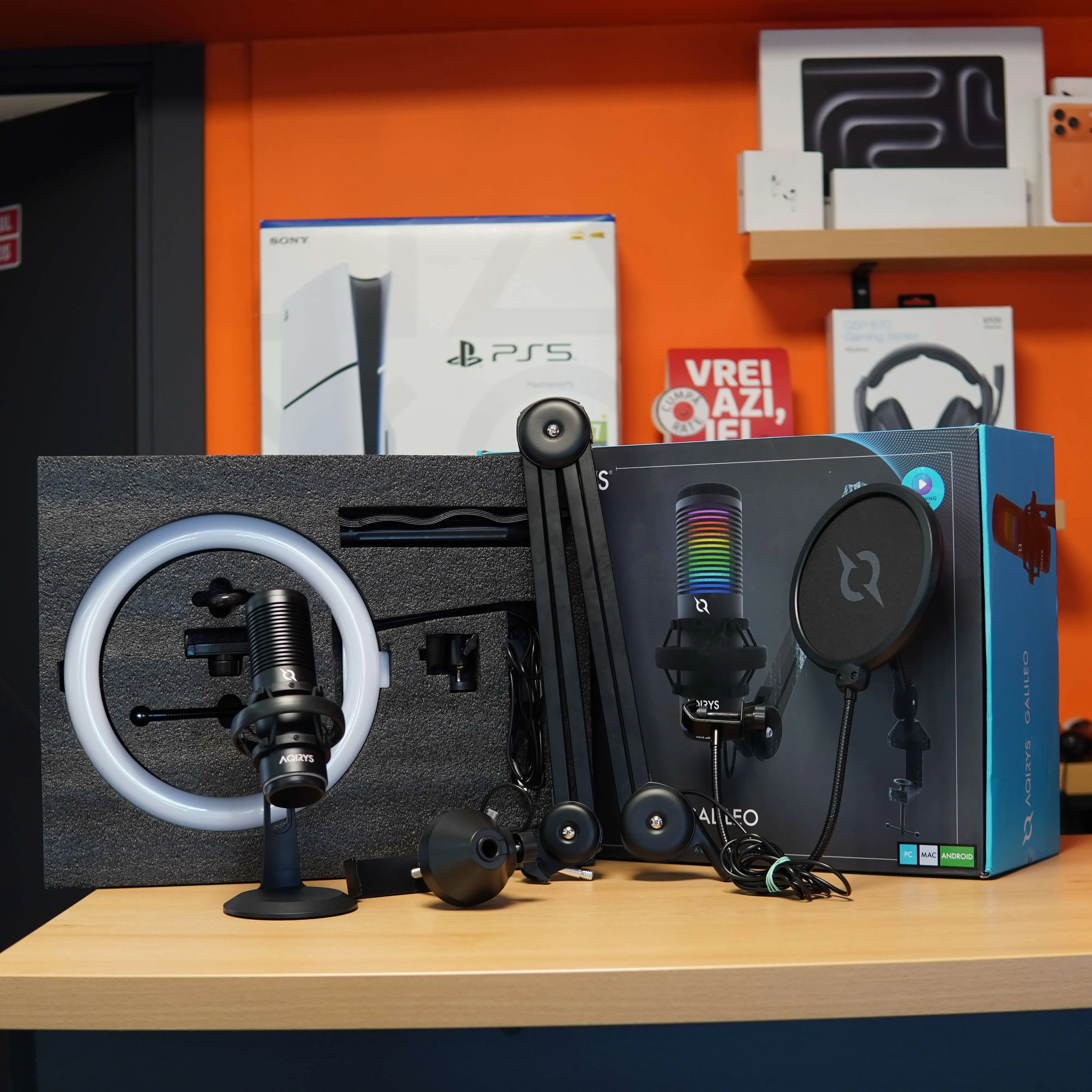 Microfon Streaming AQIRYS Galileo, RGB, Negru - imagine 2