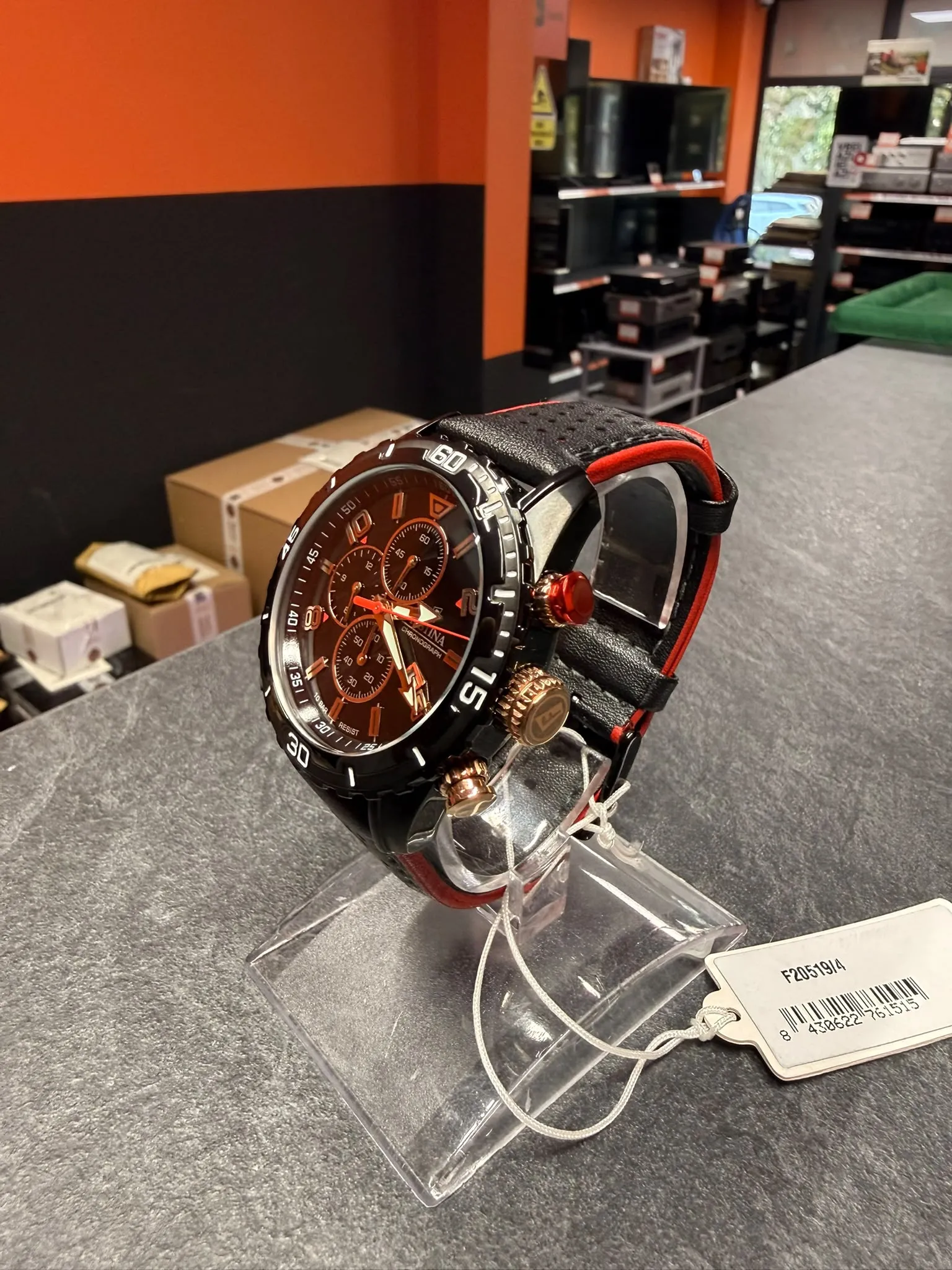 Ceas Barbati FESTINA Chrono Sport F20519/4, Cronograf, Quartz, 45mm, 10ATM, Carcasa otel inoxidabil, Curea piele, Analog - imagine 3