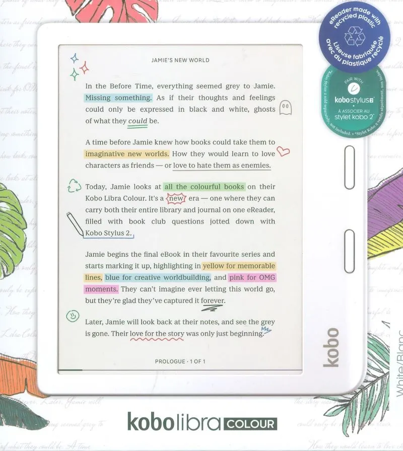 eBook Reader Kobo Libra Colour 7'', Ecran E-Ink Kaleido, ComfortLight PRO,USB Type-C, Black