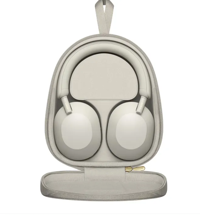 Casti Over the Ear Sony WH-1000XM5, Wireless, Bluetooth, Hi-Res Audio, Noise cancelling, Autonomie 30 ore, Design pliabil, Argintiu