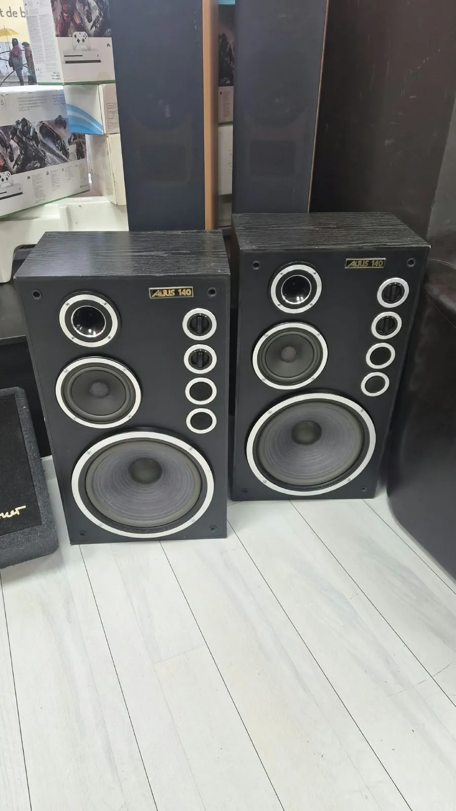 Boxe Audio Vintage Tonsil Altus 140 (Unitra), 3 Căi, Woofer 30cm (12 inch), Horn Tweeter, 140W, 8 Ohmi, Lemn, Negru