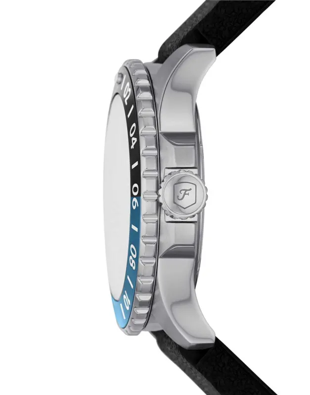 Ceas barbatesc Fossil Blue FS6049, 46mm, 10 ATM, Carcasa Otel inoxidabil, Curea Silicom, Quartz, Analog, Blue - imagine 2