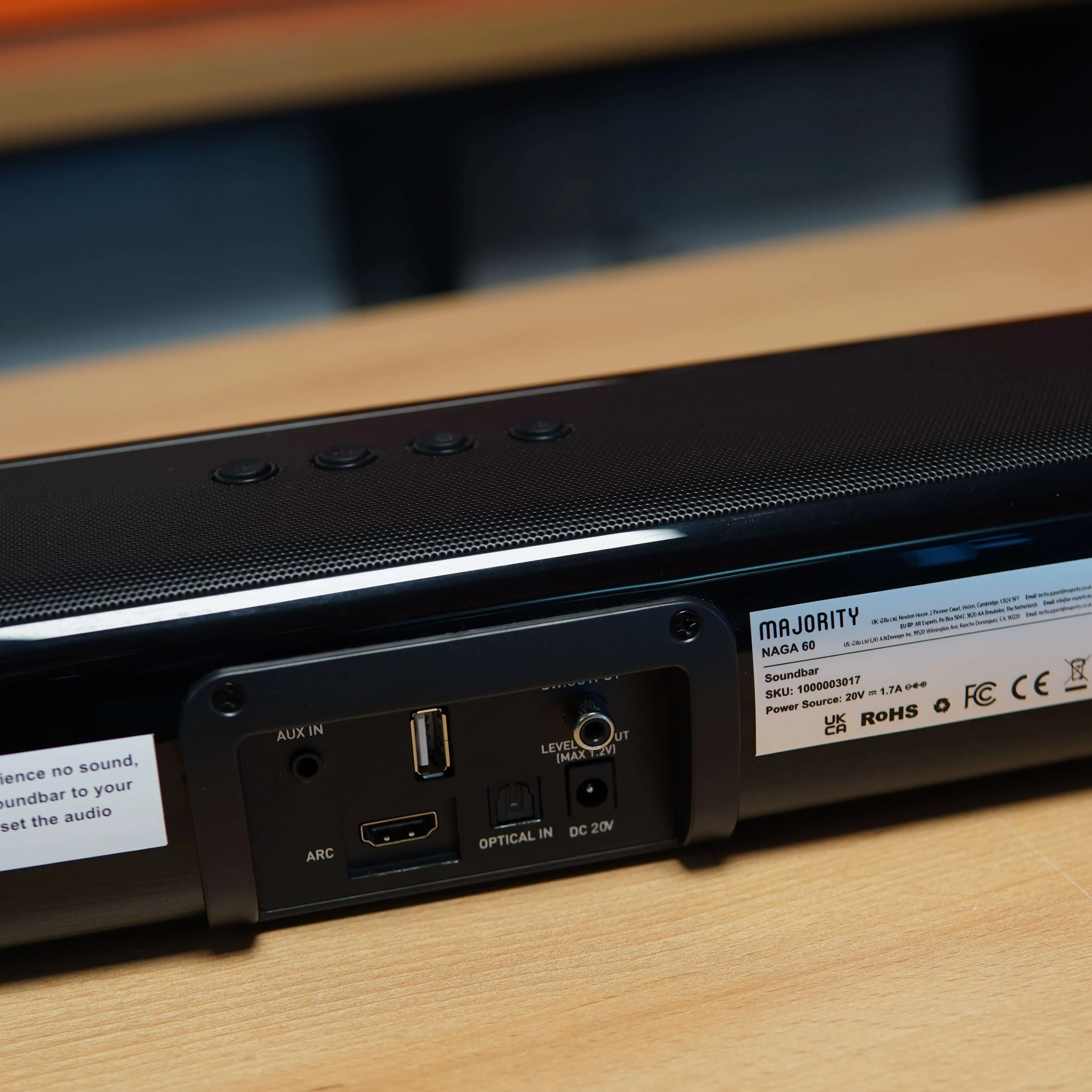 Soundbar Majority Naga 60, 2.1, Bluetooth, PC, Wireless, AUX, 120 W, Negru - imagine 9