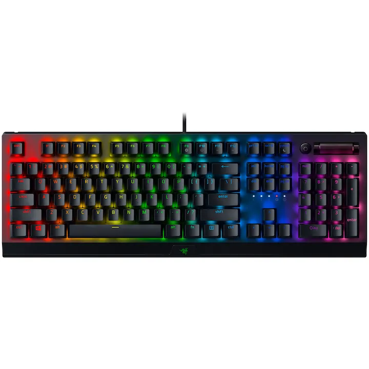 Tastatura gaming mecanica Razer BlackWidow V3, iluminare Chroma RGB, switch Razer Green
