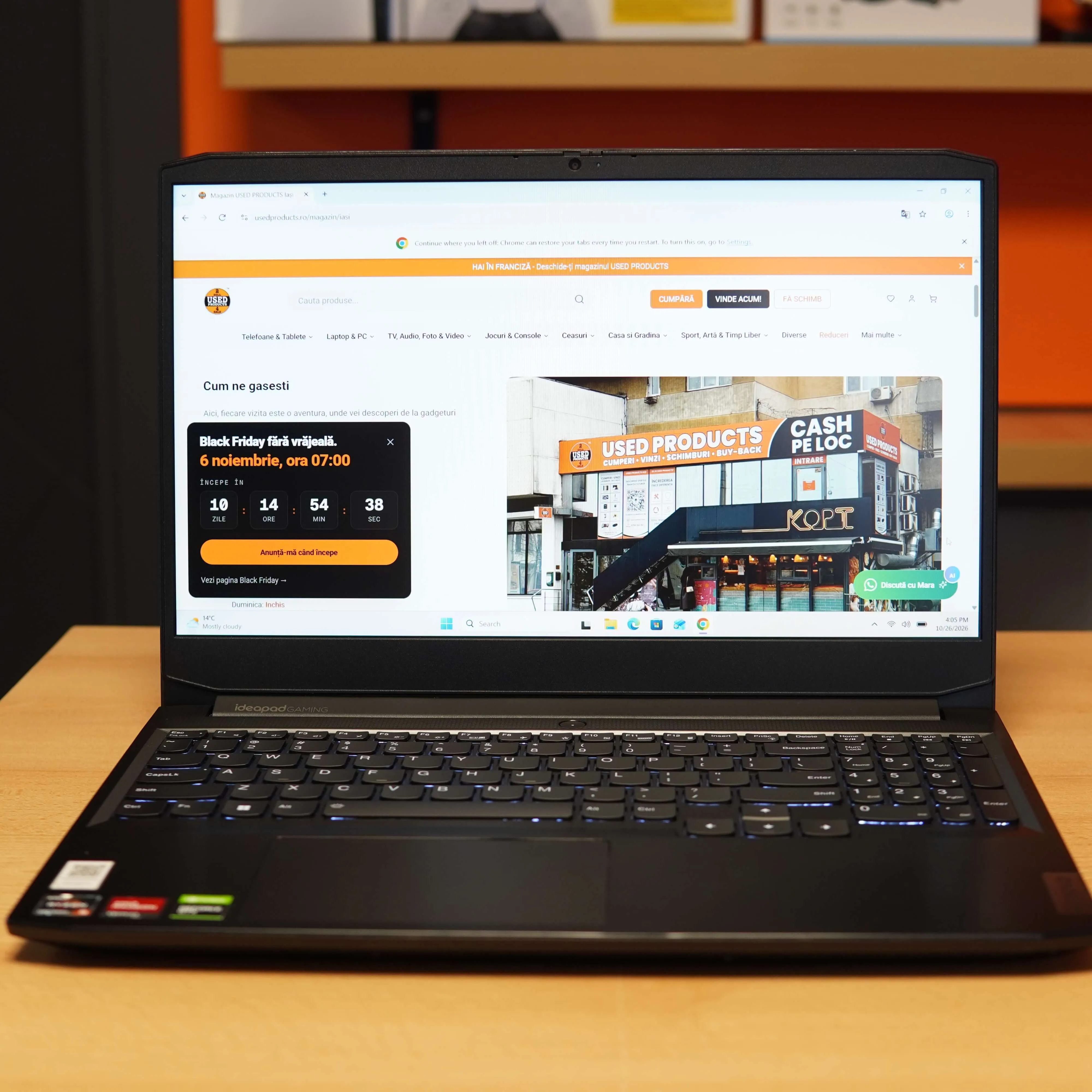 Laptop Gaming Lenovo IdeaPad Gaming 3 15ACH6, AMD Ryzen 5 5600H, 16 GB DDR4, 512GB SSD, GTX 1650 4 GB, Negru - imagine 2