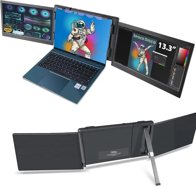 Monitor Extensibil si Portabil pentru laptop, TeamGee P2 S, Full HD, HDMI, Type-c, 12 inch, Windows / iOS, Negru