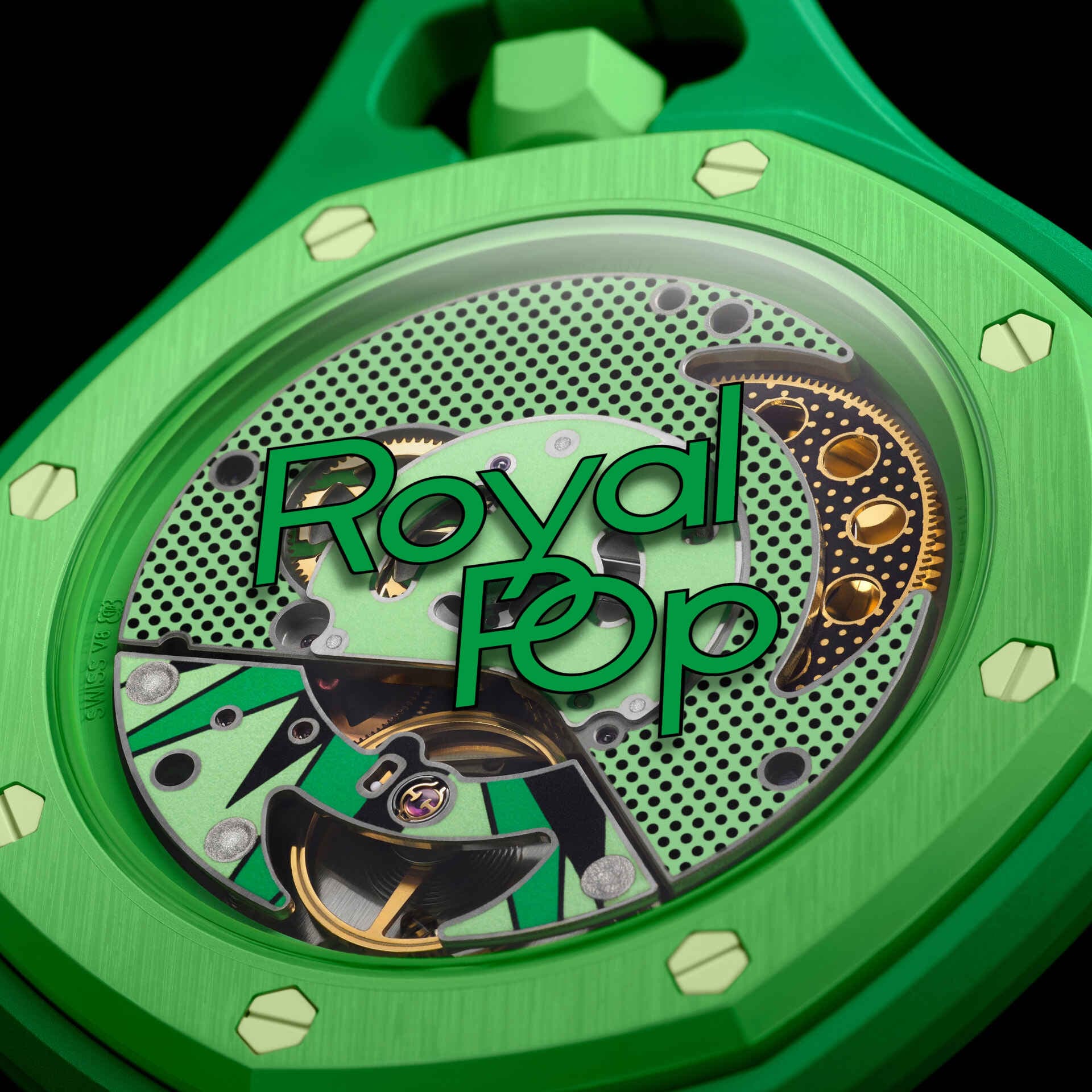 Ceas De Buzunar Swatch x Audemars Piguet SSX03G100N, Bioceramic, Royal Pop, Automatic, Green Eight - imagine 4