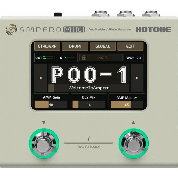 Procesor Efecte Chitara/Bass Hotone Ampero Mini Vanilla, Display 4 Inchi cu Ecran Tactil, 199 Efecte, Placa de Sunet USB, Crem Deschis - imagine 2