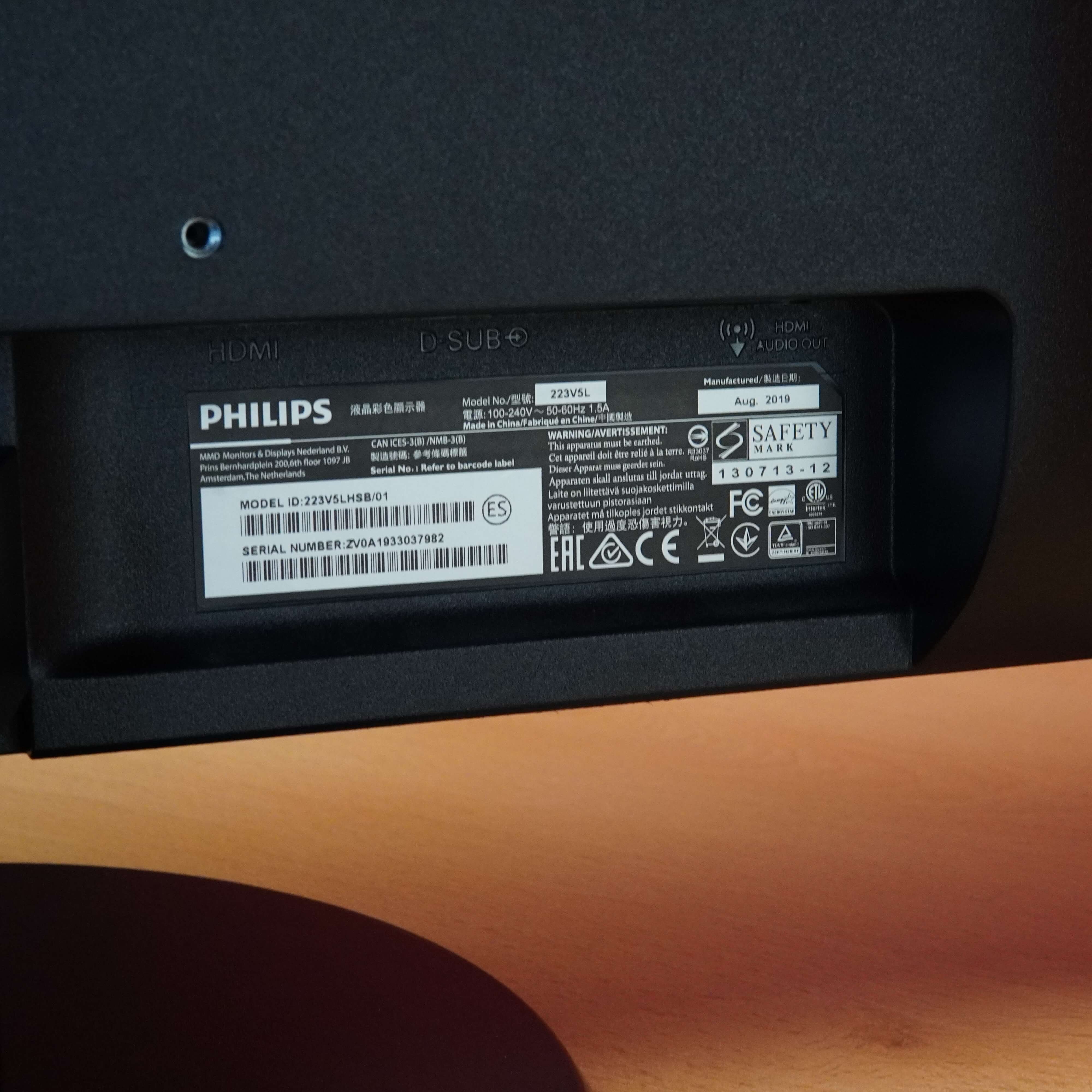 Monitor LED Philips 223V5L, 21.5", Wide, Full HD, DVI, Negru - imagine 3