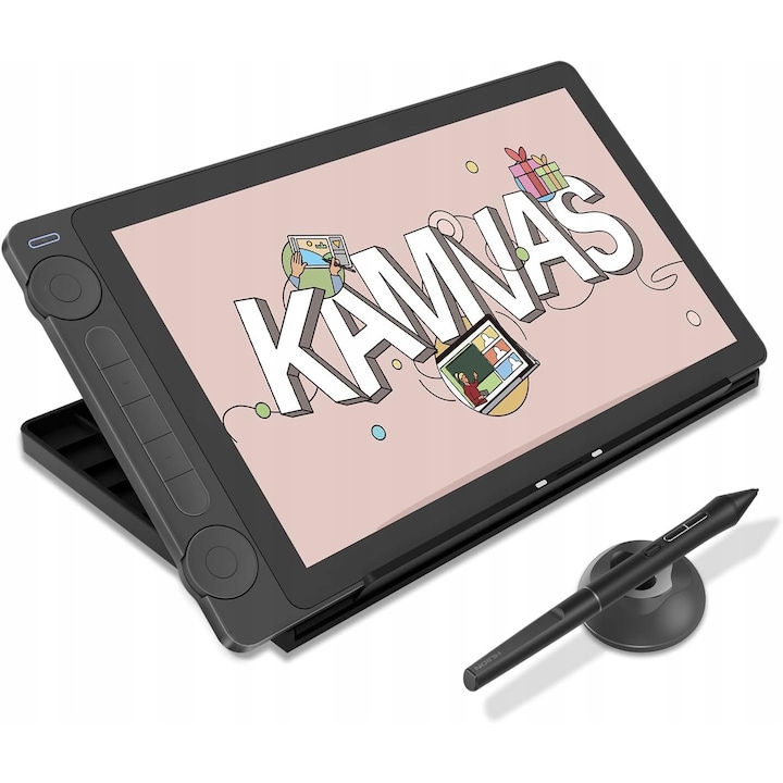 Tableta Grafica cu Ecran Huion Kamvas Pro 20, 19.5 inch Full HD IPS, 120% sRGB, Stylus PW507 8192 Niveluri Presiune, 16 Taste Expres, Stand Metalic, Negru + Pen Stylus Huion PW507 - imagine 2
