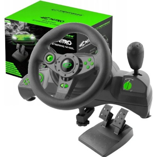 Volan Gaming Esperanza EGW102, Pedale, 12 Butoane, Nitro Gamer, Vibratii, PC, PS3, Negru - imagine 3