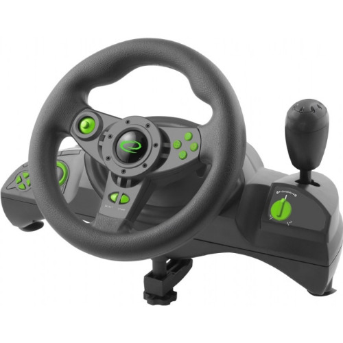 Volan Gaming Esperanza EGW102, Pedale, 12 Butoane, Nitro Gamer, Vibratii, PC, PS3, Negru