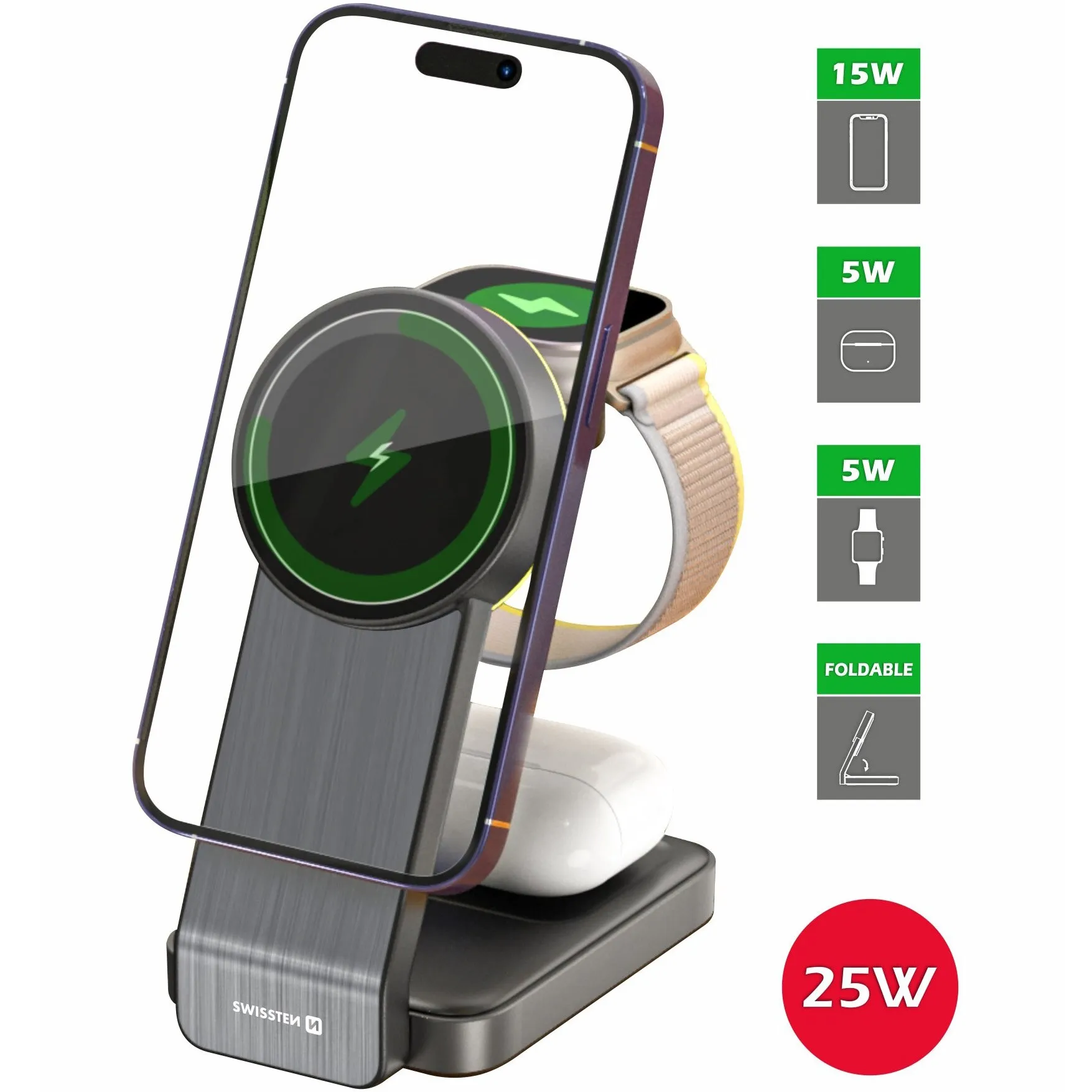 Incarcator Wireless Swissten 3-in-1