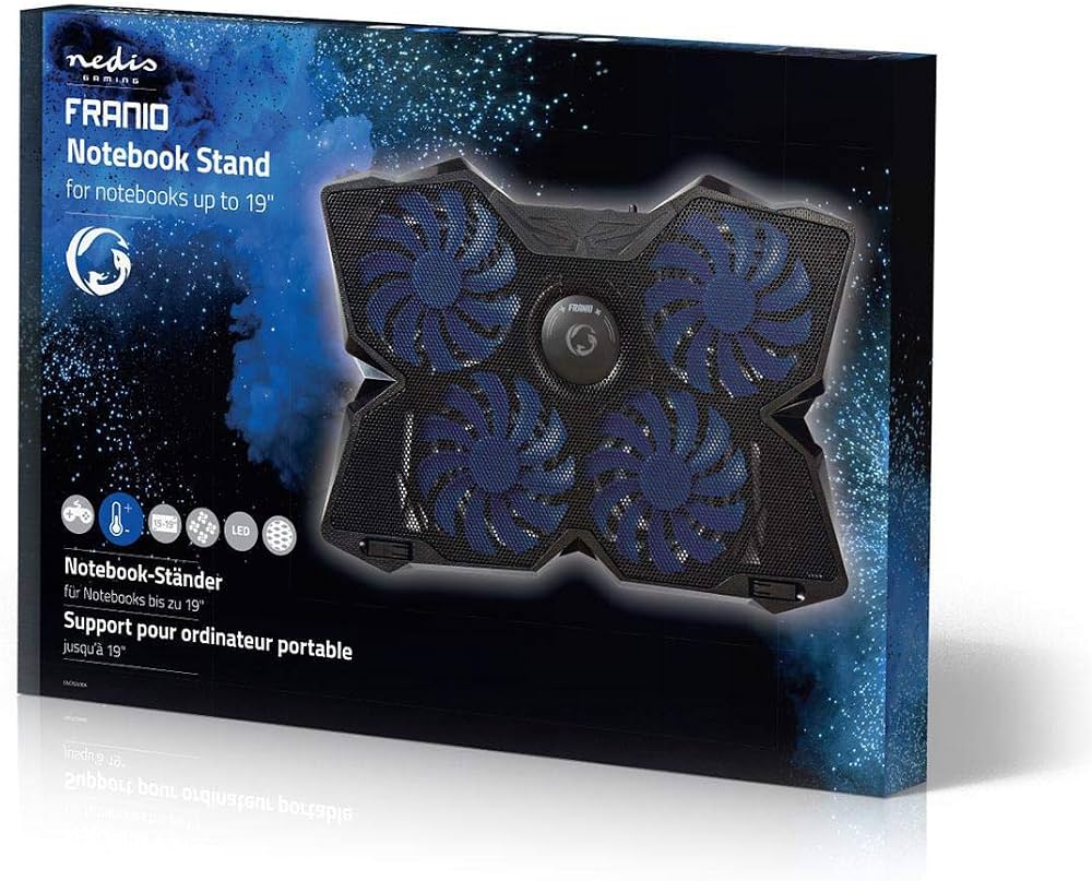 Suport Racire Laptop Nedis Gaming Franio GNCR200BK, 4 Ventilatoare, LED Albastru, Pana la 19 Inch - imagine 2