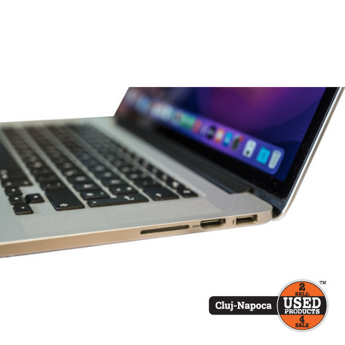 Apple MacBook PRO 15 Mid 2014 A1398, Intel Core i7 2.2 GHz, 16 Gb RAM 1600 MHz, SSD 256 Gb, Intel Iris Pro 1536 Mb, 2x Thunderbolt 2, USB 3.0, HDMI, SDXC Card Reader, Jack 3.5mm, Silver - imagine 2