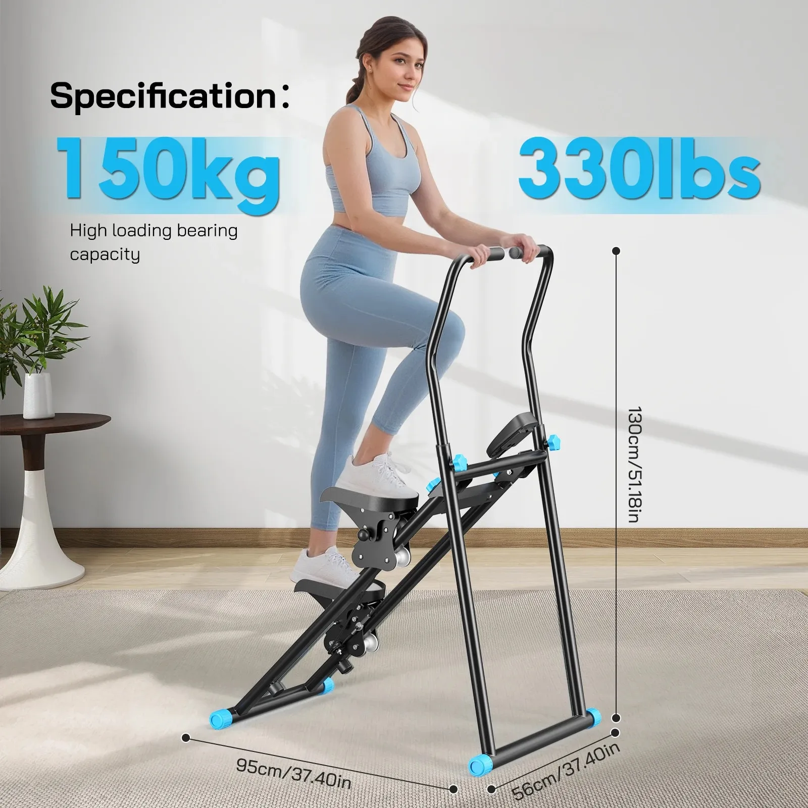 Aparat Fitness Stepper Vertical MERACH MR-2448B1, Rezistenta reglabila 3 niveluri, inaltime in 3 trepte, 150 kg, Pliabil - imagine 2