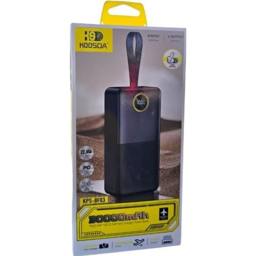 Baterie Externa K00SDA 30.000mah , incarcare rapida, 22.5w, display, cablu incarcare typec, protectie temperatura, soc si supravoltaj