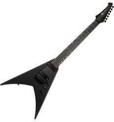 Chitara Electrica cu 7 Corzi Spira Guitars V-407 MBK, Tip V, Plop Prajit, 26.5 inch,Bridge Hardtail, Doua Doze Spira Villain humbuckers, Negru Mat