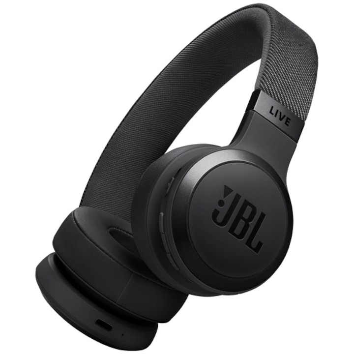 Casti Wireless On-Ear JBL LIVE 670NC, True Adaptive Noise Cancelling, Bluetooth 5.3, JBL Spatial Sound, Multipoint, USB-C, Negru