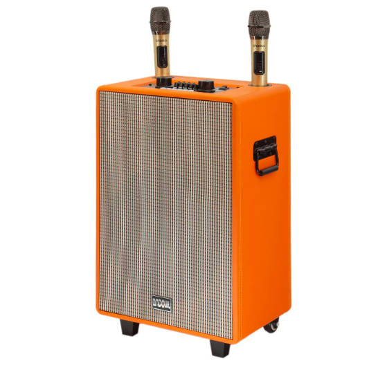 Boxa Portabila Karaoke Andowl 12 Max, Putere 1000W PMPO, Difuzor 12 Inch, Bluetooth, USB, Card SD, Acumulator 3200 mAh, TWS, Functie Troller, Microfon Inclus, Portocaliu