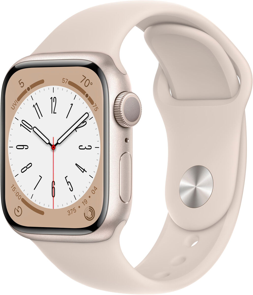 Apple Watch Series 8 41 mm A2770, GPS, Starlight Aluminum Case - imagine 2