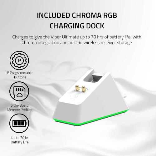 Mouse Gaming Razer Viper Ultimate RC30-030501, Wireless, 20000 DPI, RGB Charging Dock RC30-030502, White - imagine 2