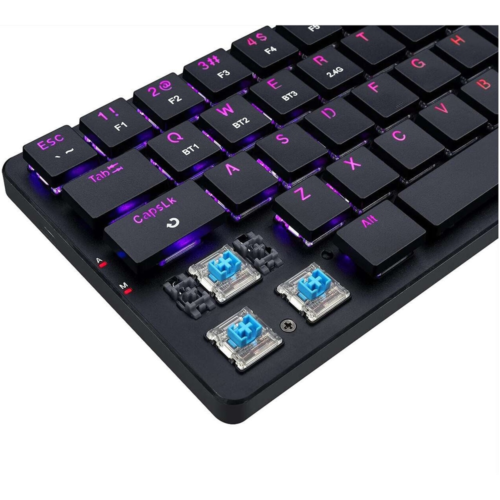 Tastatura gaming mecanica Redragon Elise Pro K624P-KBS, Bluetooth, Wireless, USB-C, Low Profile Blue Switches, Layout US, Negru - imagine 2