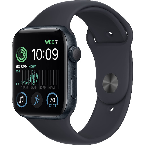 Apple Watch SE (2nd Gen) 44mm, Midnight Aluminium Case, Midnight Sport Band, GPS, A2723 - imagine 2