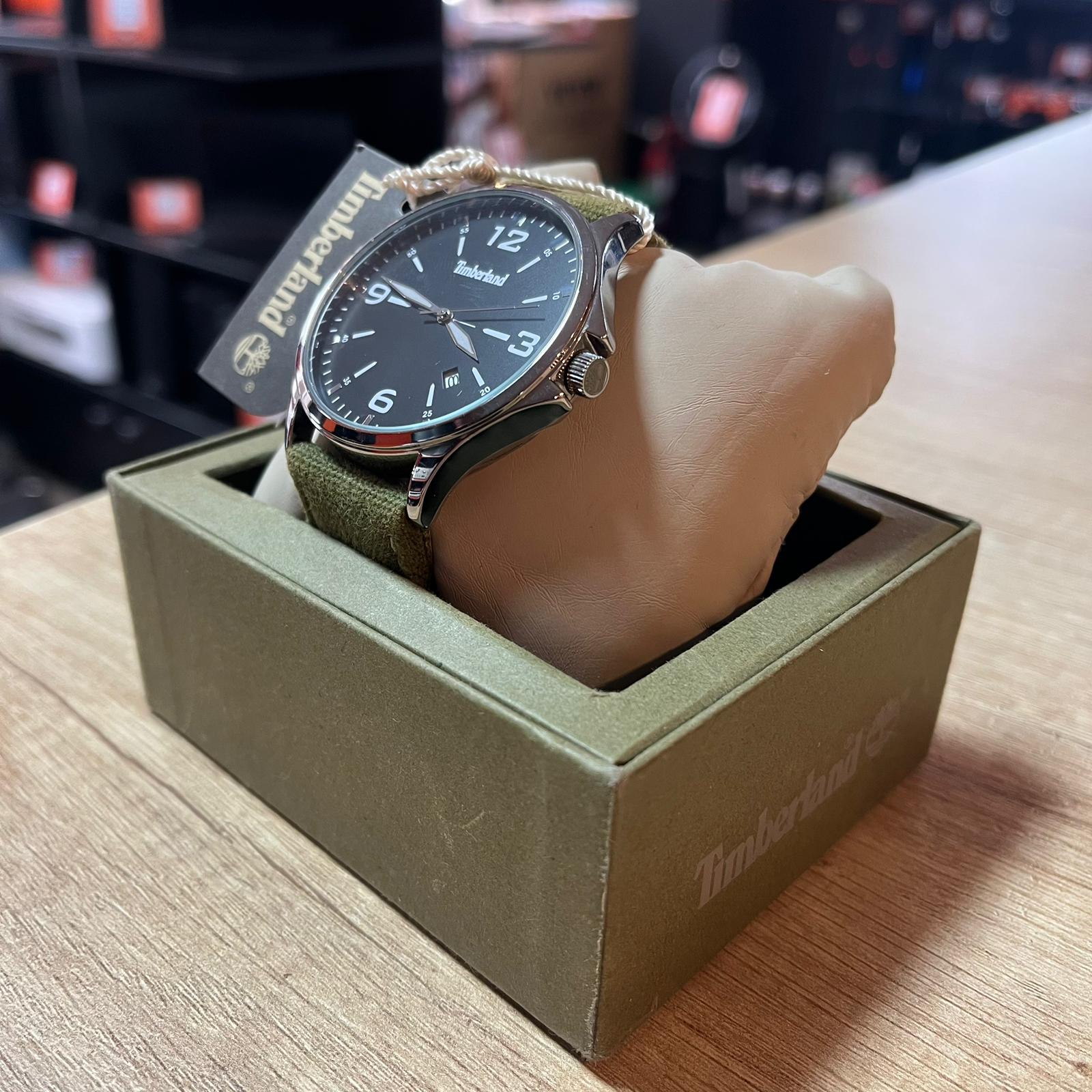 Ceas barbatesc Timberland TBL.15908JYYS/02, Quartz, Analog, 46 mm, Canvas Strap, Black/Green - imagine 2