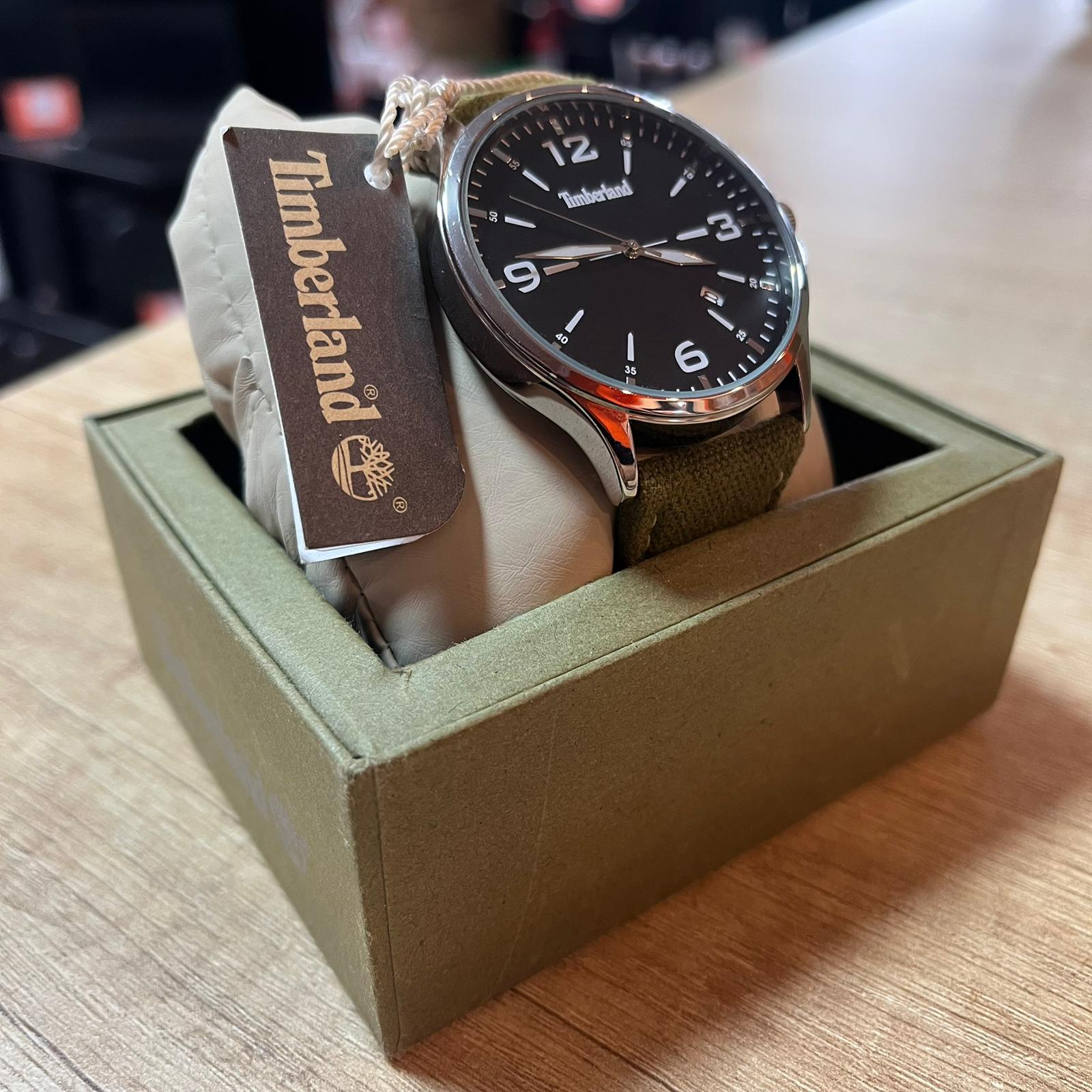 Ceas barbatesc Timberland TBL.15908JYYS/02, Quartz, Analog, 46 mm, Canvas Strap, Black/Green - imagine 3