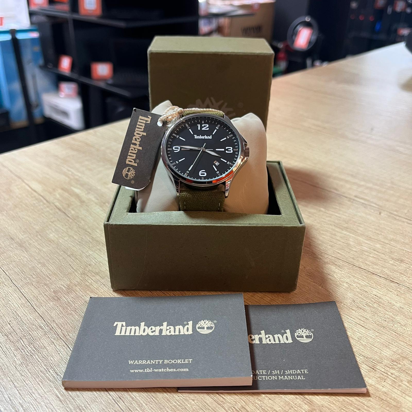 Ceas barbatesc Timberland TBL.15908JYYS/02, Quartz, Analog, 46 mm, Canvas Strap, Black/Green