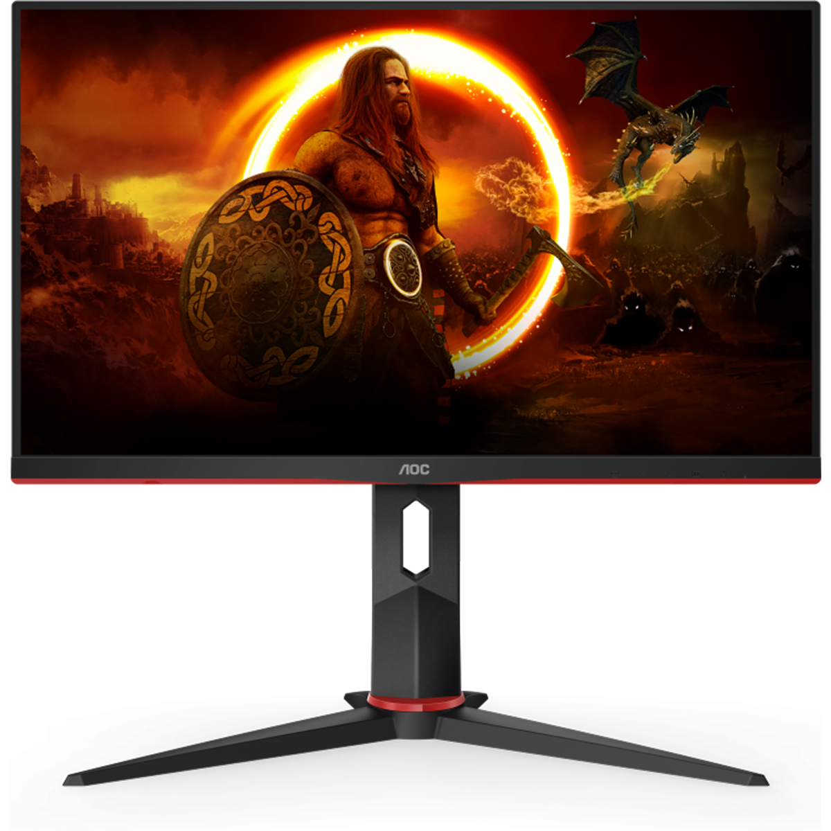 Monitor gaming LED VA AOC 24G2SAE/BK, 23.8 Inch, Full HD, 165Hz, DisplayPort, AdaptiveSync, Vesa, Negru/Rosu