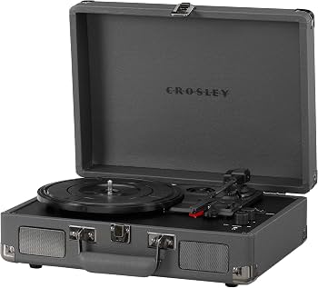 Pickup Crosley Cruiser Deluxe - Slate CR8005D-SG, Pickup portabil, Bluetooth, 3 viteze, Boxe incorporate, Gri