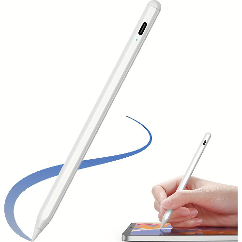 Stilou Compatibil iPad, &Icirc;ncărcare rapidă de 15 minute, Respingere Palmei, Sensibilitate la &icirc;nclinare, Alb - imagine 2