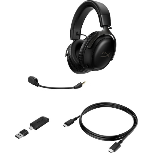 Casti Gaming Wireless HyperX Cloud III, DTS Headphone X Spatial Audio, NC si indicator LED, multiplatforma, Negru