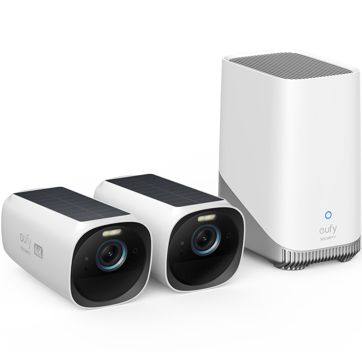 Sistem de supraveghere video eufyCam 3 S330, 4K Ultra HD, 8.3 MP, Incarcare solara, BionicMind, Nightvision, Homebase S380 + 2 camere video - Garantie 24 LUNI