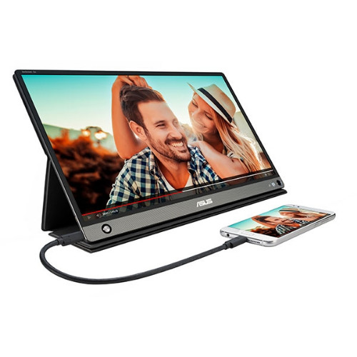 Monitor portabil LED IPS ASUS ZenScreen GO, MB16AHP, 15.6Inch, Full HD, USB Type-C, Micro-HDMI, Dark Gray + Husa - imagine 2