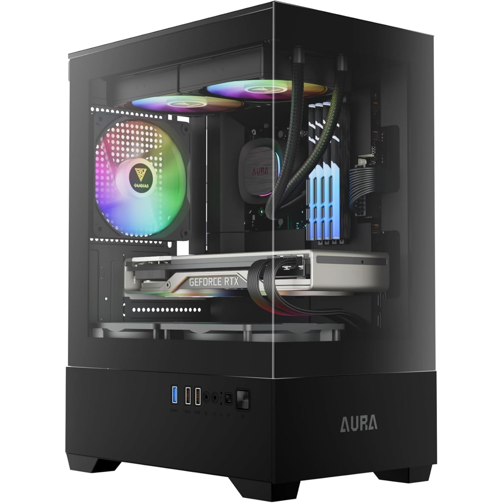 Unitate PC Gaming AURA, AMD Ryzen 5 5500 3.6 Mhz, SSD 500 Gb, 16 Gb RAM DDR4, AMD RX 6600 8 Gb, Placa de Baza MicroStar A520M-A PRO (MS-7C96), Sursa Gigabyte 550W