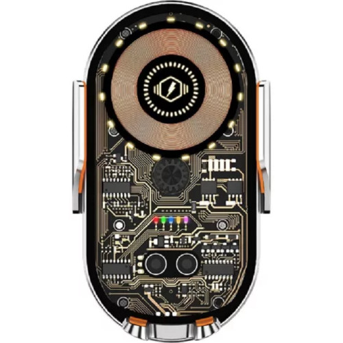 Suport Auto Lemontti, Incarcare Wireless, 15W, Deschidere Automata prin Senzor Infrarosu, Prindere la Ventilatie, Cablu Type-C, Transparent/Negru