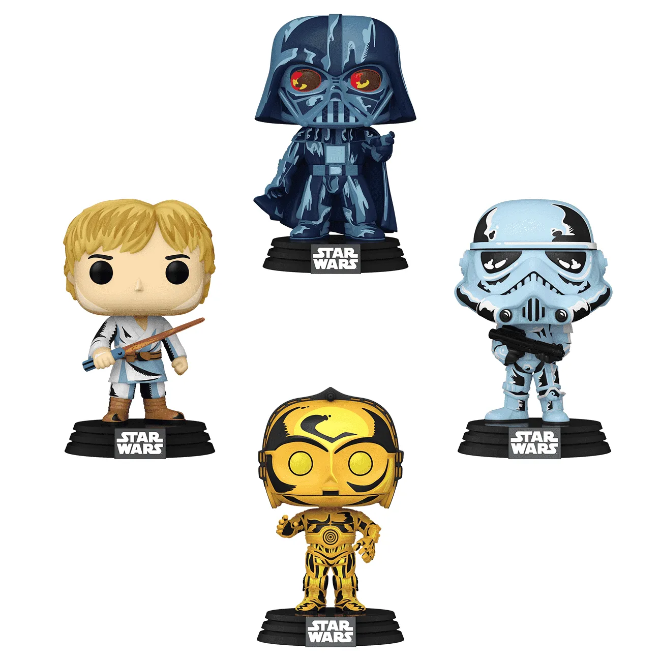 Figurina de vinil Funko POP! Darth Vader / Stormtrooper / C-3PO / Luke Skywalker - imagine 2